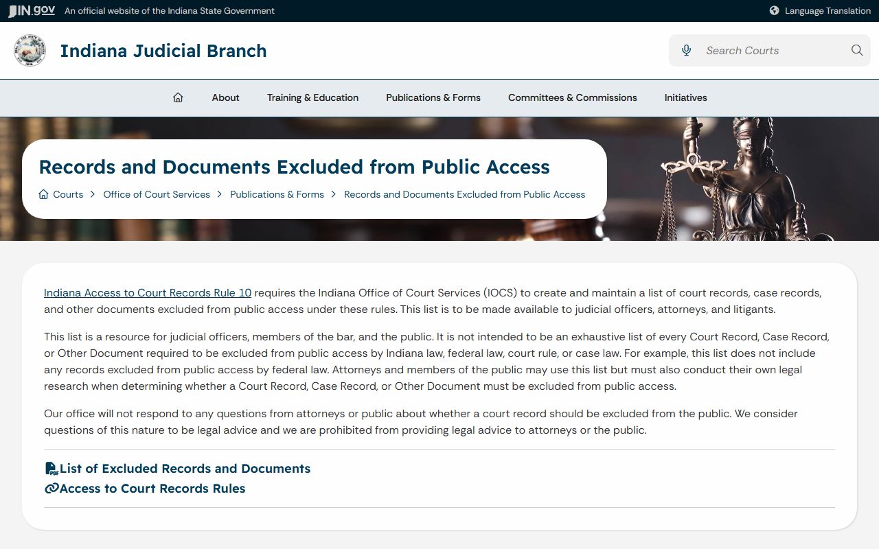 Crawford County Clerk of the Circuit Court excluded court records guidance