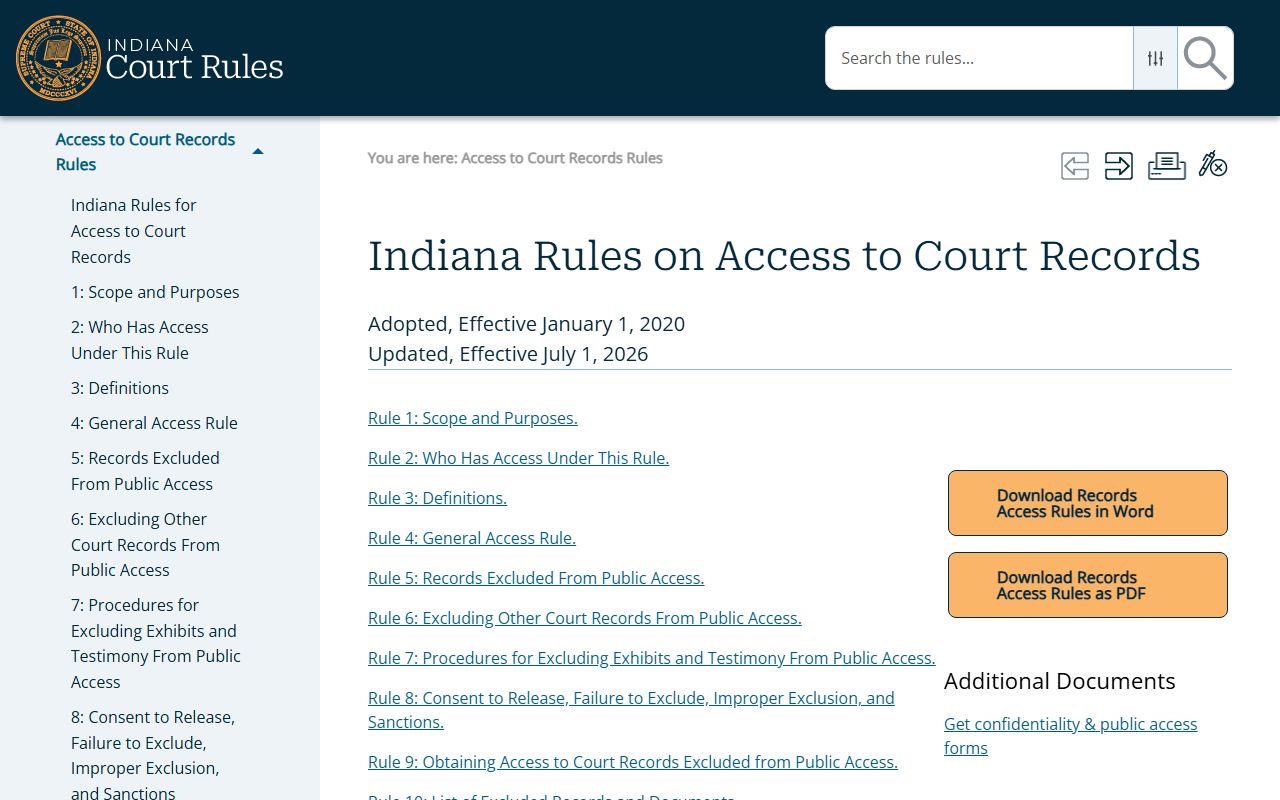 Crawford County court records Indiana access rules