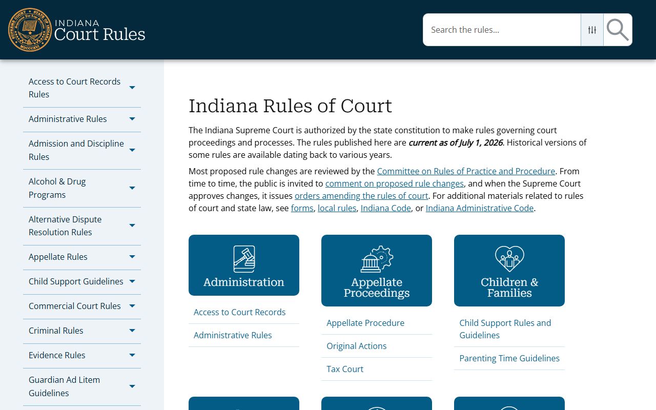 Crawford County Circuit Court Indiana court rules