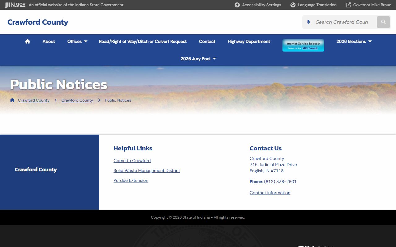 Crawford County Court records public notices page