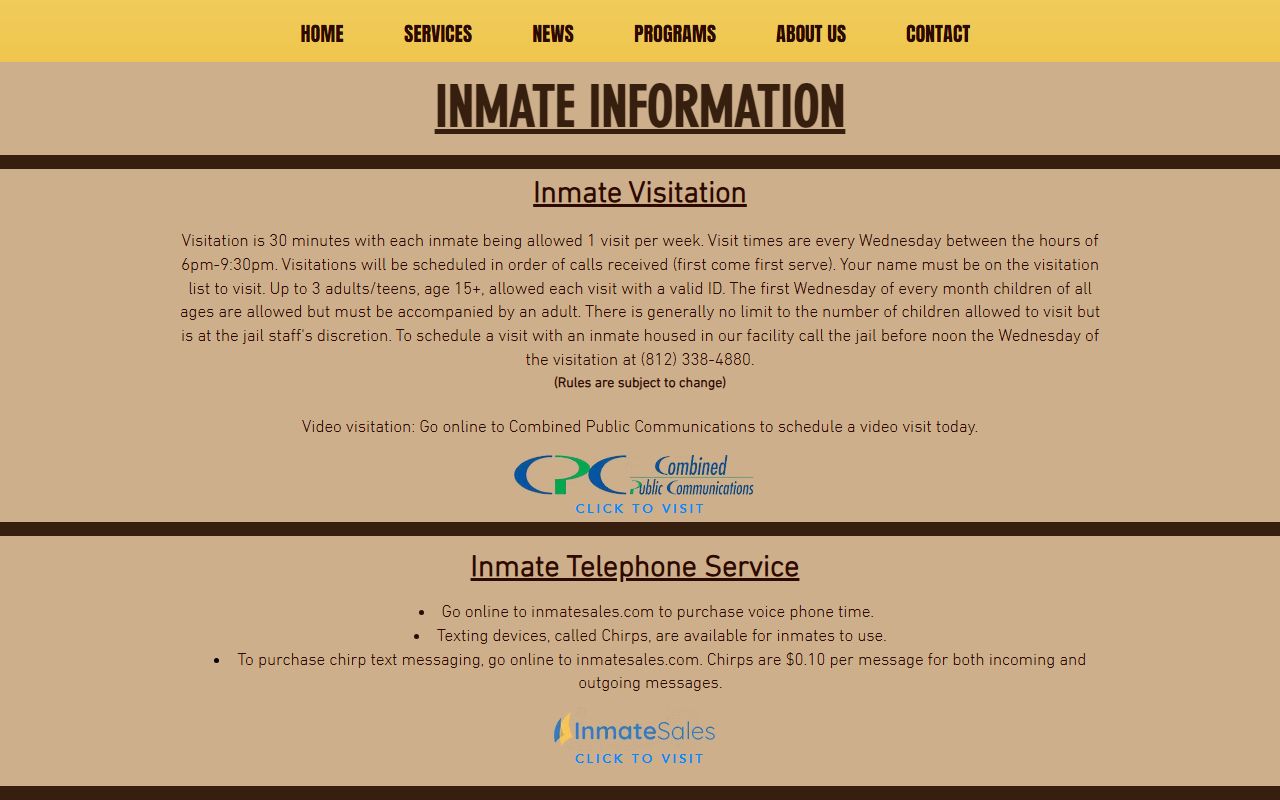 Crawford County inmate records sheriff inmate information page