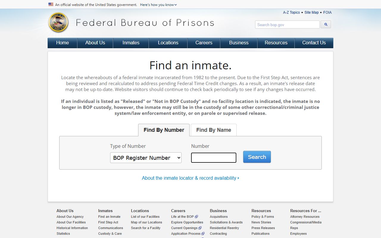 Crawford County inmate records Bureau of Prisons inmate locator