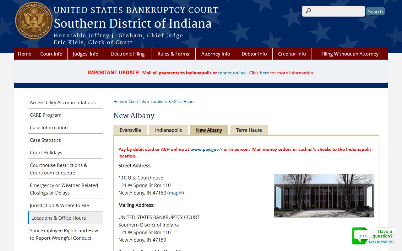 Crawford County probate records New Albany bankruptcy location