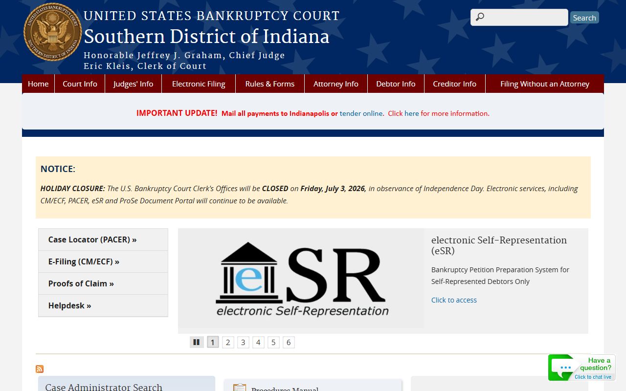 Crawford County probate records Southern District of Indiana bankruptcy court