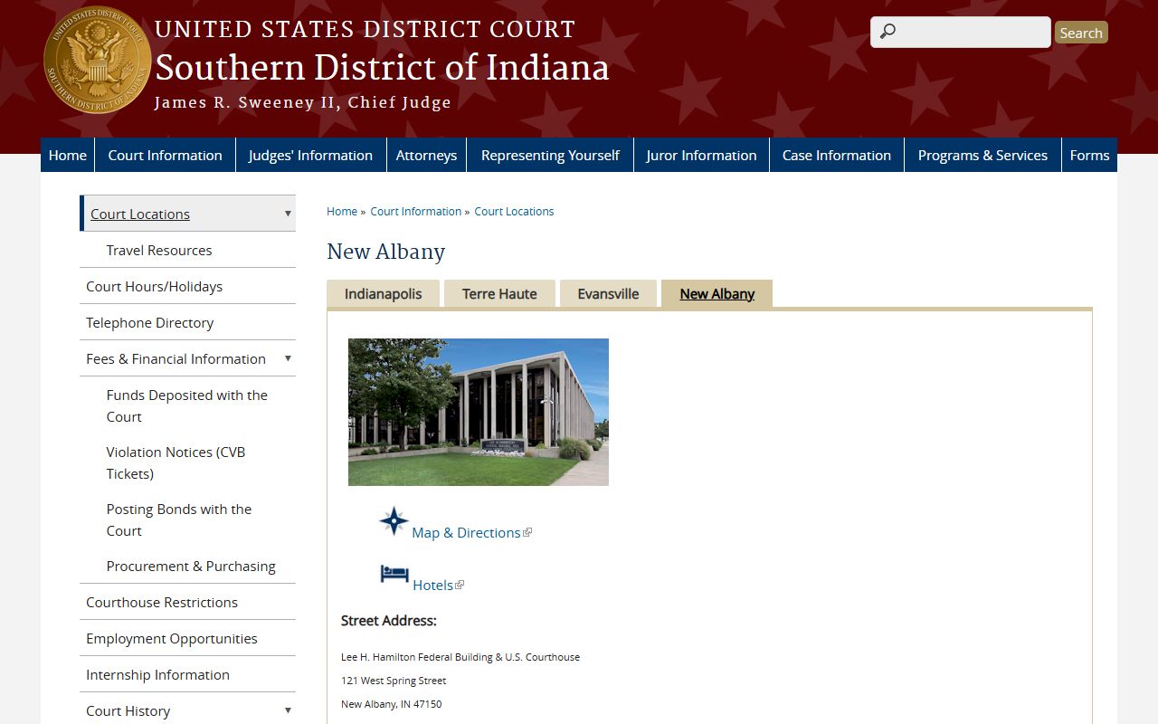 Crawford County traffic court records New Albany federal courthouse